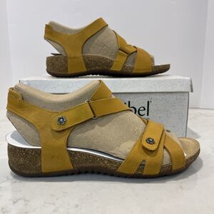 Josef Seibel NEW Comfort Sandals Yellow Leather Wedge Strappy Cork EU 42 US 11